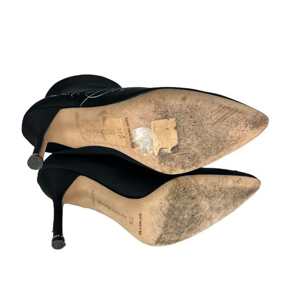 Manolo Blahnik + Vetements Printed Satin Ankle Boots In Black - Picture 16 of 16